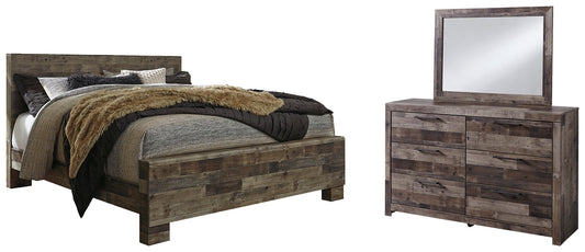 Cama con paneles Derekson y tocador con espejo