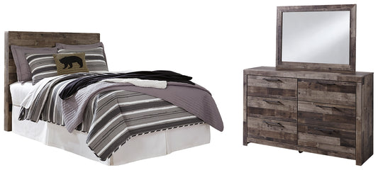 Derekson  Panel Headboard With Mirrored Dresser