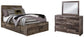 Derekson  Panel Bed With 6 Storage Drawers With Mirrored Dresser