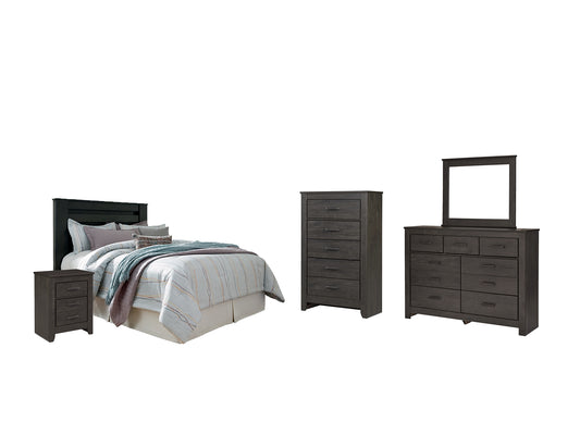 Cabecero Brinxton con espejo, cómoda y mesita de noche