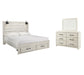 Cama Cambeck con dos cajones y cómoda con espejo