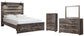 Cama Drystan con dos cajones de almacenamiento, cómoda con espejo y cómoda