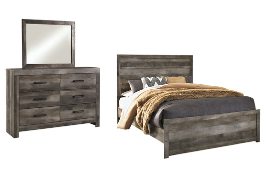 Cama con paneles Wynnlow y tocador con espejo