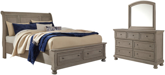 Cama estilo trineo California de Lettner con tocador con espejo