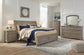 Cama tipo trineo Lettner con dos cajones de almacenamiento, cómoda con espejo y cómoda