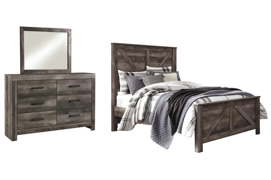 Cama con paneles Wynnlow Crossbuck y tocador con espejo
