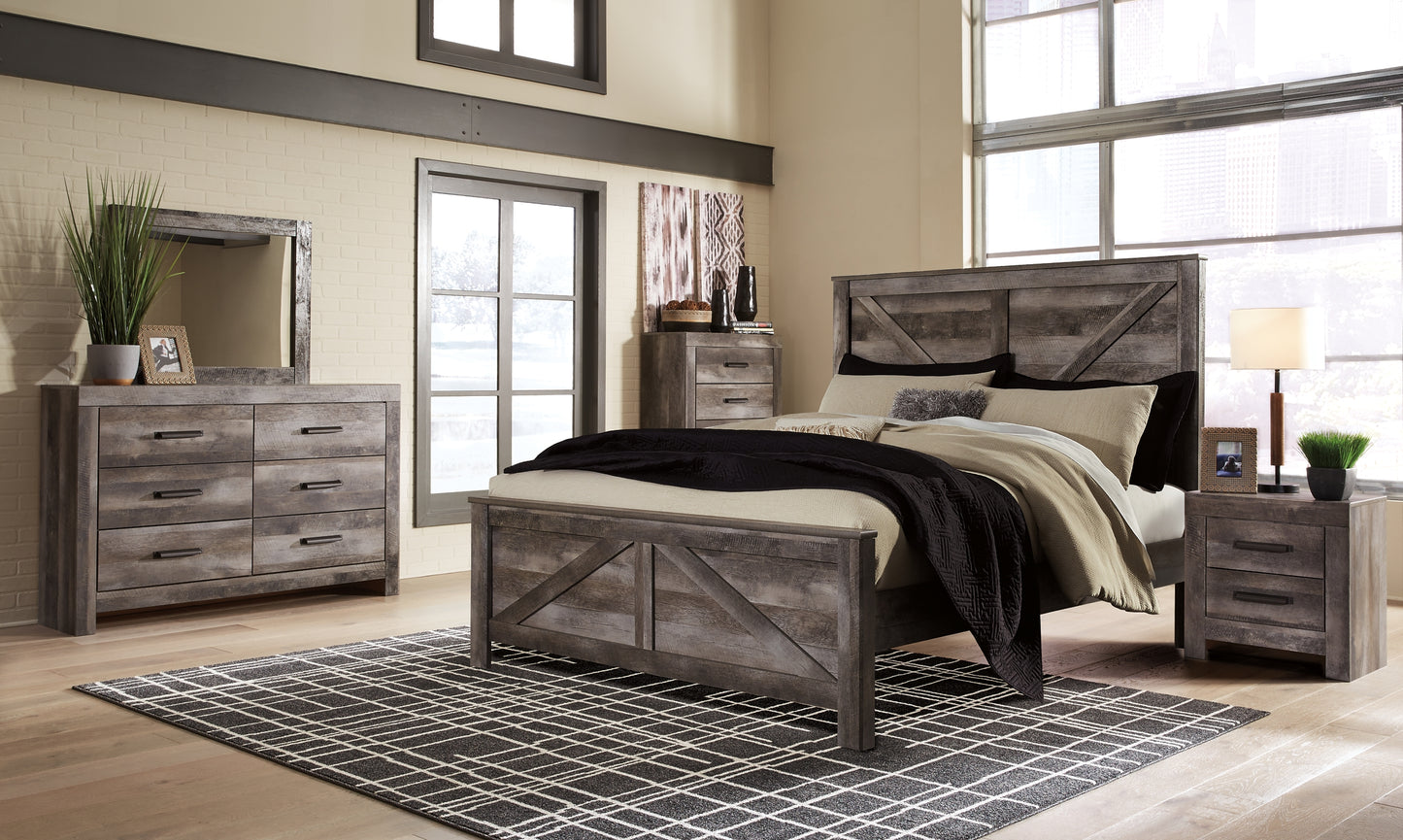 Cama con paneles Wynnlow Crossbuck y tocador con espejo