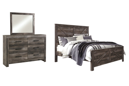 Cama con paneles Wynnlow Crossbuck y tocador con espejo