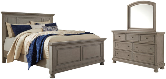 Cama Lettner California con paneles y tocador con espejo