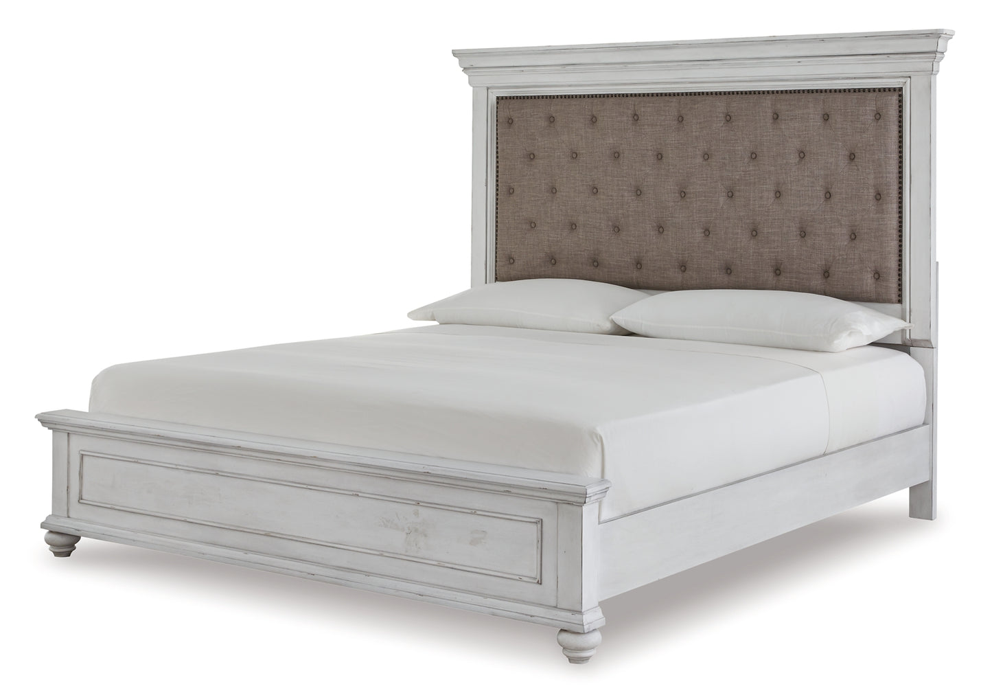 Cama con paneles Kanwyn, cómoda con espejo y arcón