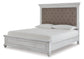 Cama con paneles Kanwyn, cómoda con espejo y arcón