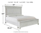 Cama con paneles Kanwyn con espacio de almacenamiento, cómoda con espejo y arcón