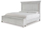 Cama con paneles Kanwyn con espacio de almacenamiento, cómoda con espejo y arcón