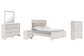 Cama Altyra con paneles, cómoda con espejo y mesita de noche