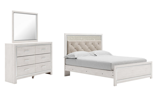 Cama con paneles Altyra y tocador con espejo