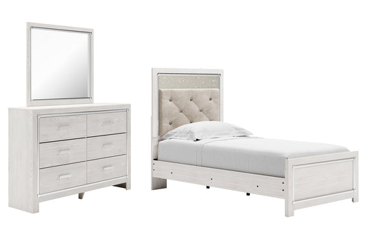 Cama Altyra con paneles y tocador con espejo