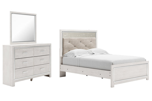 Cama Altyra con paneles y tocador con espejo