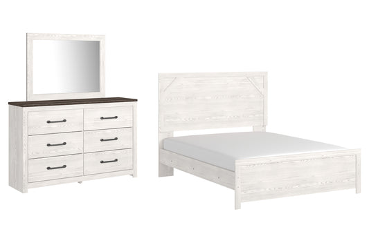 Cama con paneles Gerridan y tocador con espejo