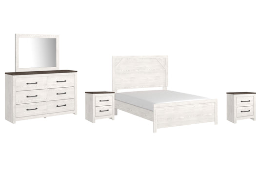 Gerridan  Panel Bed With Mirrored Dresser And 2 Nightstands