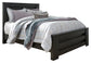 Cama con paneles Brinxton, tocador con espejo y mesita de noche