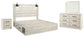Cama Cambeck con dos cajones, cómoda con espejo y mesita de noche