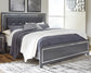 Cama Lodanna con paneles, cómoda con espejo y mesita de noche