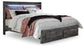 Cama Baystorm con dos cajones, cómoda con espejo y mesita de noche