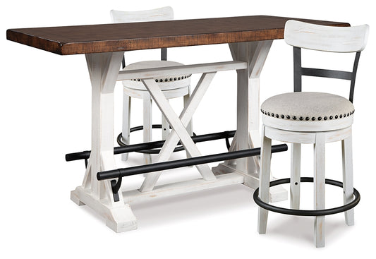 Mesa de comedor de altura de mostrador Valebeck y 2 taburetes