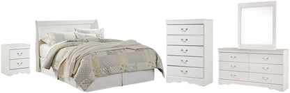 Anarasia  Sleigh Headboard, Dresser, Mirror, Chest And Nightstand