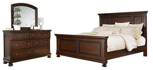 Cama Porter con paneles y tocador con espejo