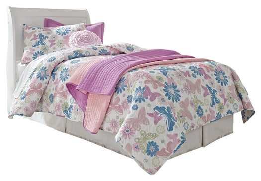 Anarasia  Sleigh Headboard With Mirrored Dresser, Chest And 2 Nightstands