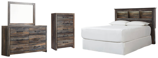 Cabecero Drystan / Librería con cómoda y cómoda con espejo