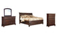 Cama tipo trineo Porter California con tocador y cómoda con espejo