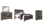 Cama Wynnlow Crossbuck con paneles, cómoda y espejo