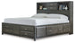 Cama Caitbrook con 8 cajones y cómoda con espejo