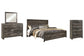 Cama con paneles Wynnlow, cómoda y espejo