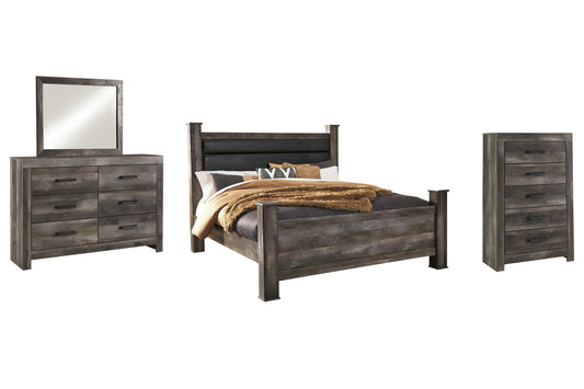 Cama con dosel Wynnlow con cómoda y espejo