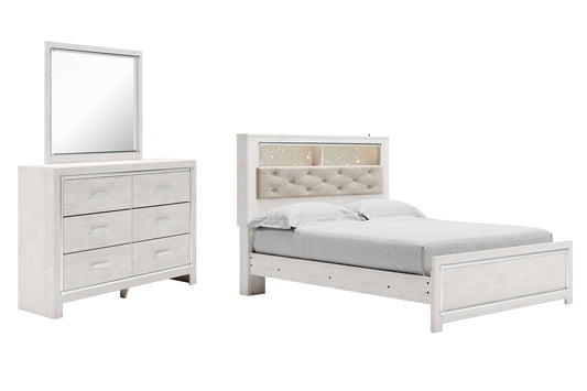 Cama-librería con paneles Altyra y cómoda con espejo