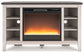 Mueble de TV esquinero Dorrinson con chimenea eléctrica