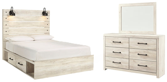 Cama Cambeck con 4 cajones y cómoda con espejo