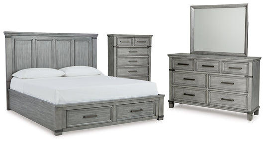 Cama con almacenaje Russelyn, cómoda con espejo y arcón