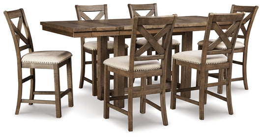 Mesa de comedor de altura de mostrador Moriville y 6 taburetes