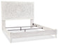 Cama Paxberry con paneles, cómoda y espejo