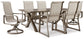Mesa de comedor exterior frente a la playa y 6 sillas