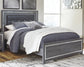 Cama Lodanna con paneles, cómoda con espejo y mesita de noche