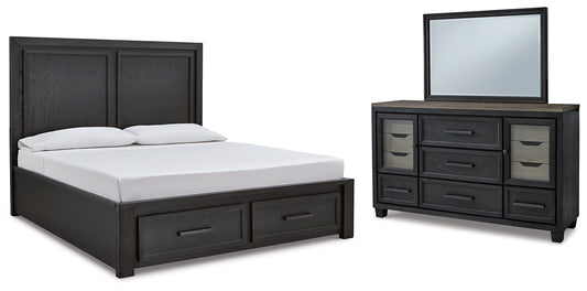 Cama Foyland con almacenamiento y tocador con espejo