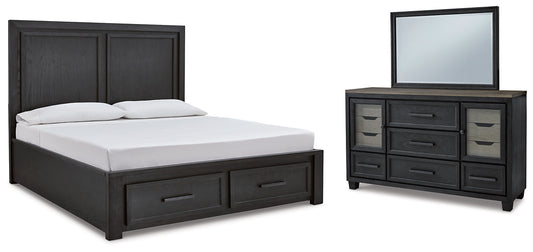 Cama Foyland con almacenamiento y tocador con espejo