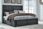 Cama California con almacenamiento y paneles Foyland, cómoda con espejo, cómoda y mesita de noche