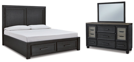 Cama con almacenamiento y tocador con espejo Foyland California