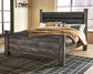 Cama con dosel Wynnlow con tocador con espejo, cómoda y mesita de noche